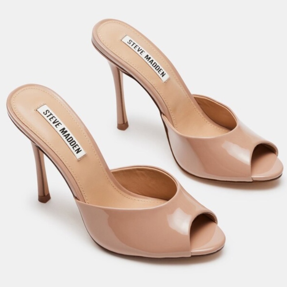 Steve Madden Priya Blush Patent Mule Heels Size 9.5 NWT
